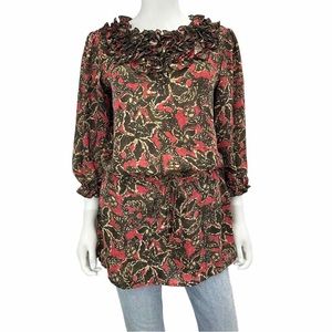 ETCETERA Brown Floral Silk Print Blouse I0375